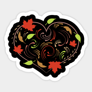 Autumn Leaves And Ornaments For A Heart On Thanksgiving Sticker